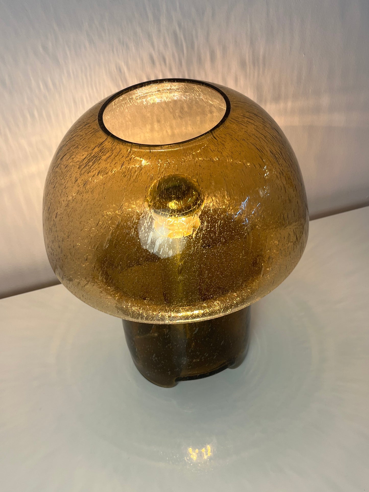 Vintage Pilzlampe von Süssmuth Leuchten aus braunem Einschlussglas