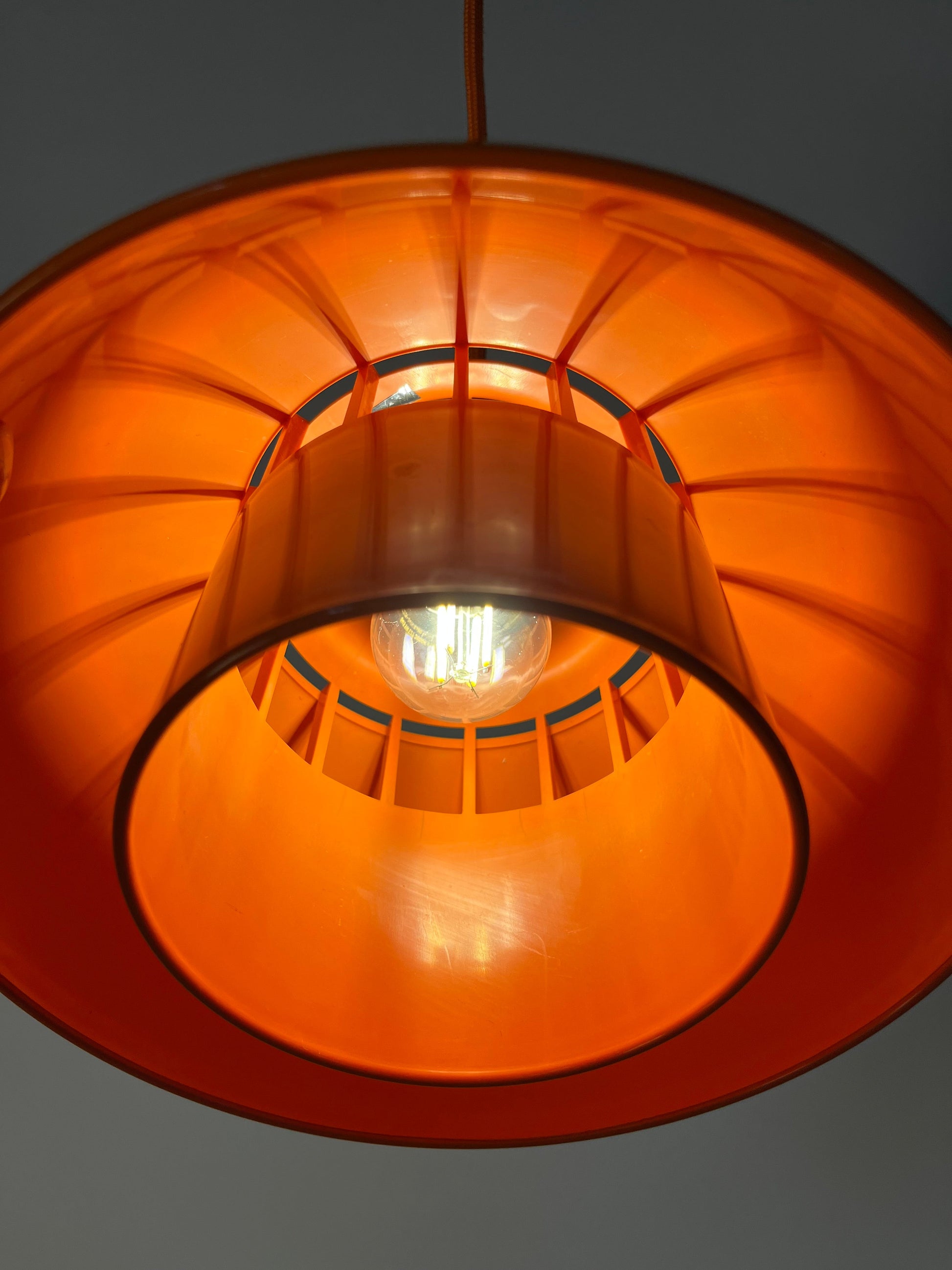 Vintage Hängelampe Minisol von K. Kewo für Nordisk Solar, Orange