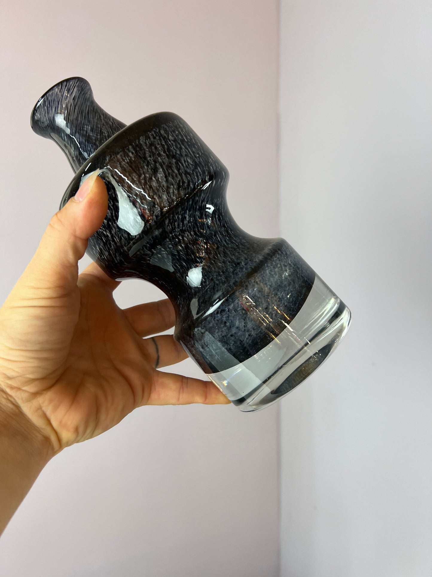 Vintage Vase grau von Bo Borgström für Åseda Glasbruk