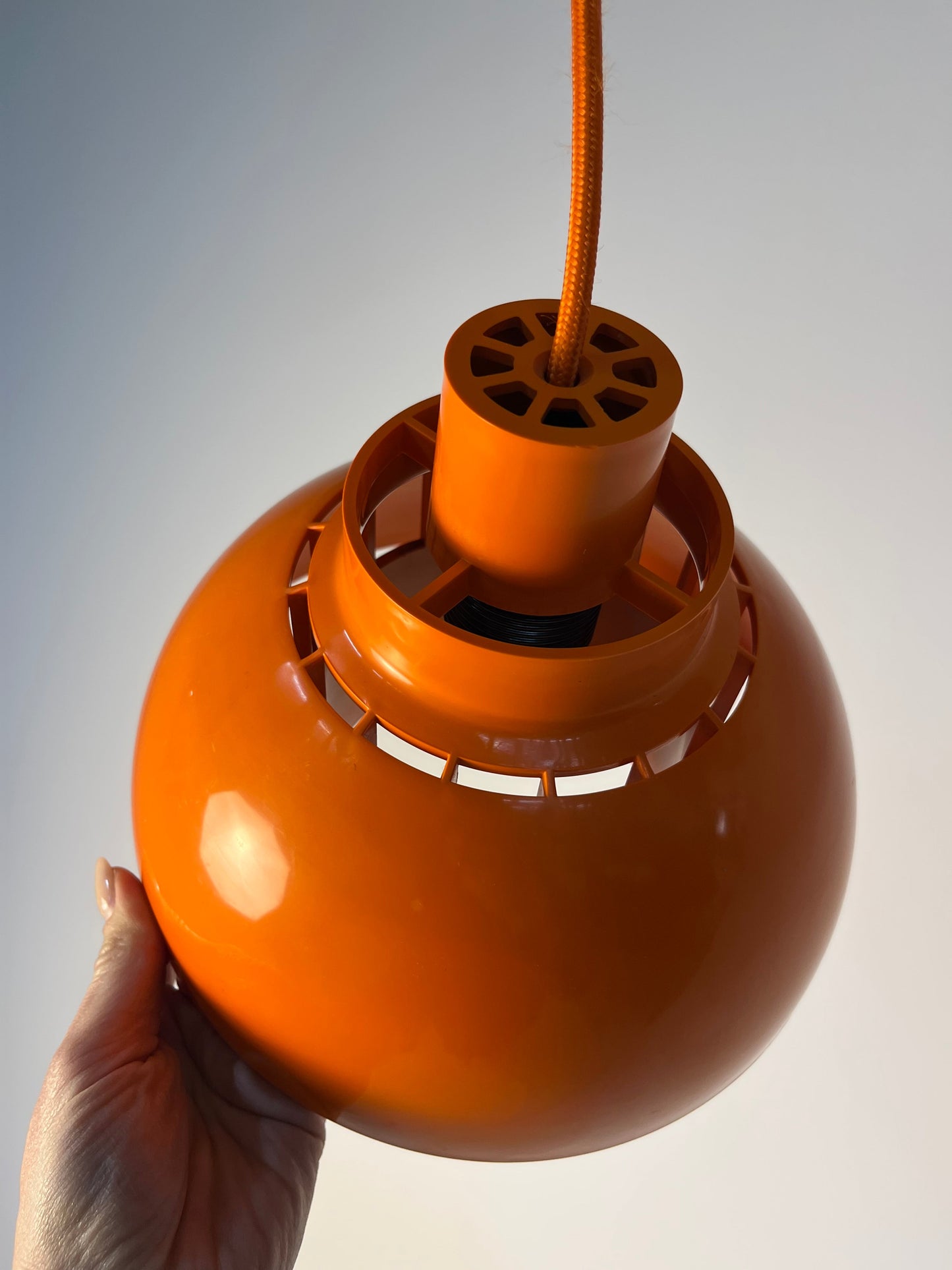 Vintage Hängelampe Minisol von K. Kewo für Nordisk Solar, Orange