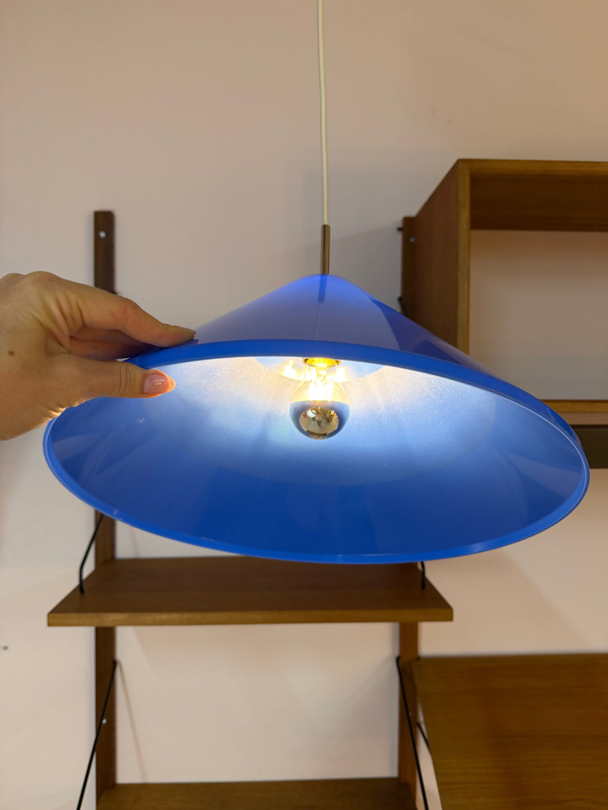Vintage Hängelampe "Apollo" blau von Nordisk Solar