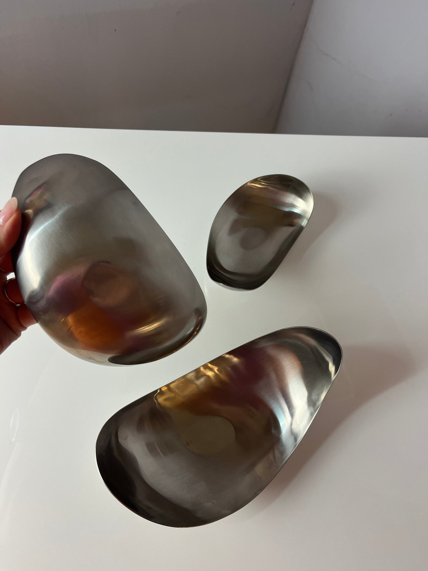 Vintage Servierschale Leaf von Helle Damkjær für Georg Jensen Set von 2