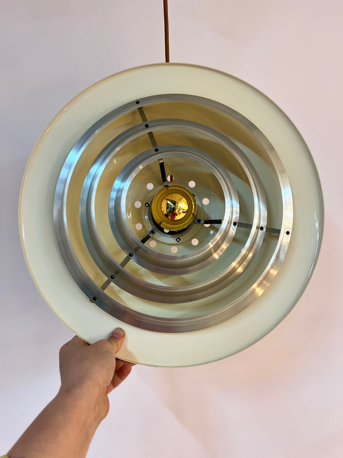 Vintage Lamellenlampe von Erik Jensen für Teknika silber