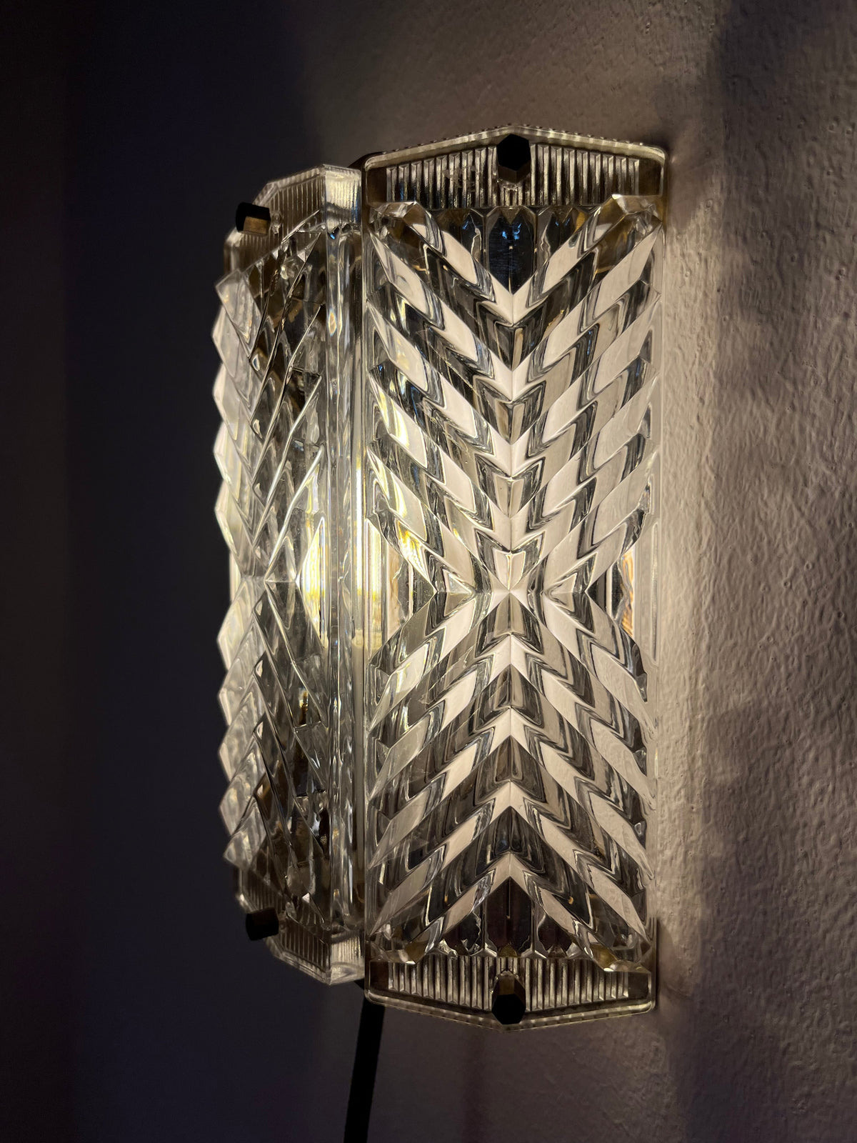 Vintage Wandlampe Messing und Glas von Wiktor Berndt für Flygsfors