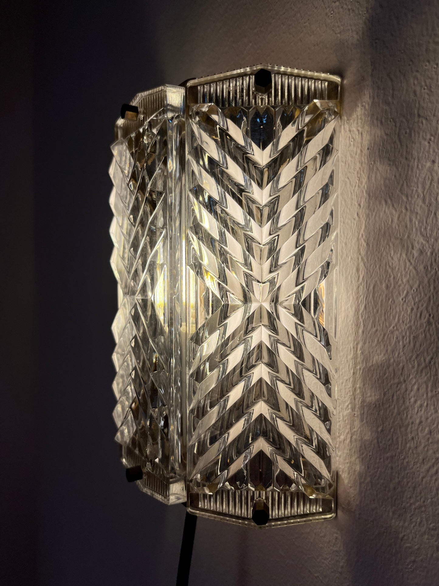 Vintage Wandlampe Messing und Glas von Wiktor Berndt für Flygsfors