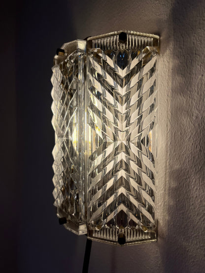 Vintage Wandlampe Messing und Glas von Wiktor Berndt für Flygsfors