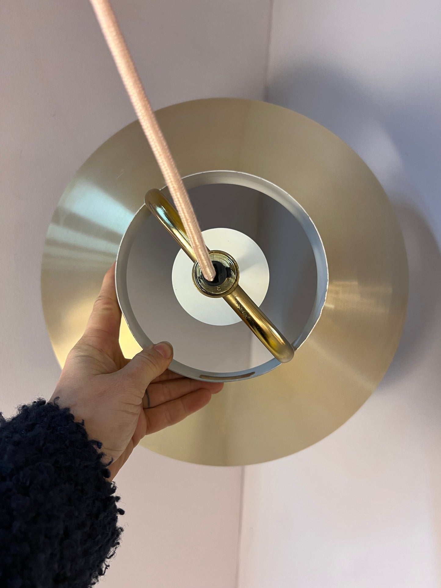 Vintage Hängelampe gold weiß von Fog und Mørup E27