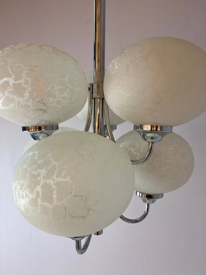 Vintage Kronleuchter mit 6 Kugeln von Richard Essig für Hustadt