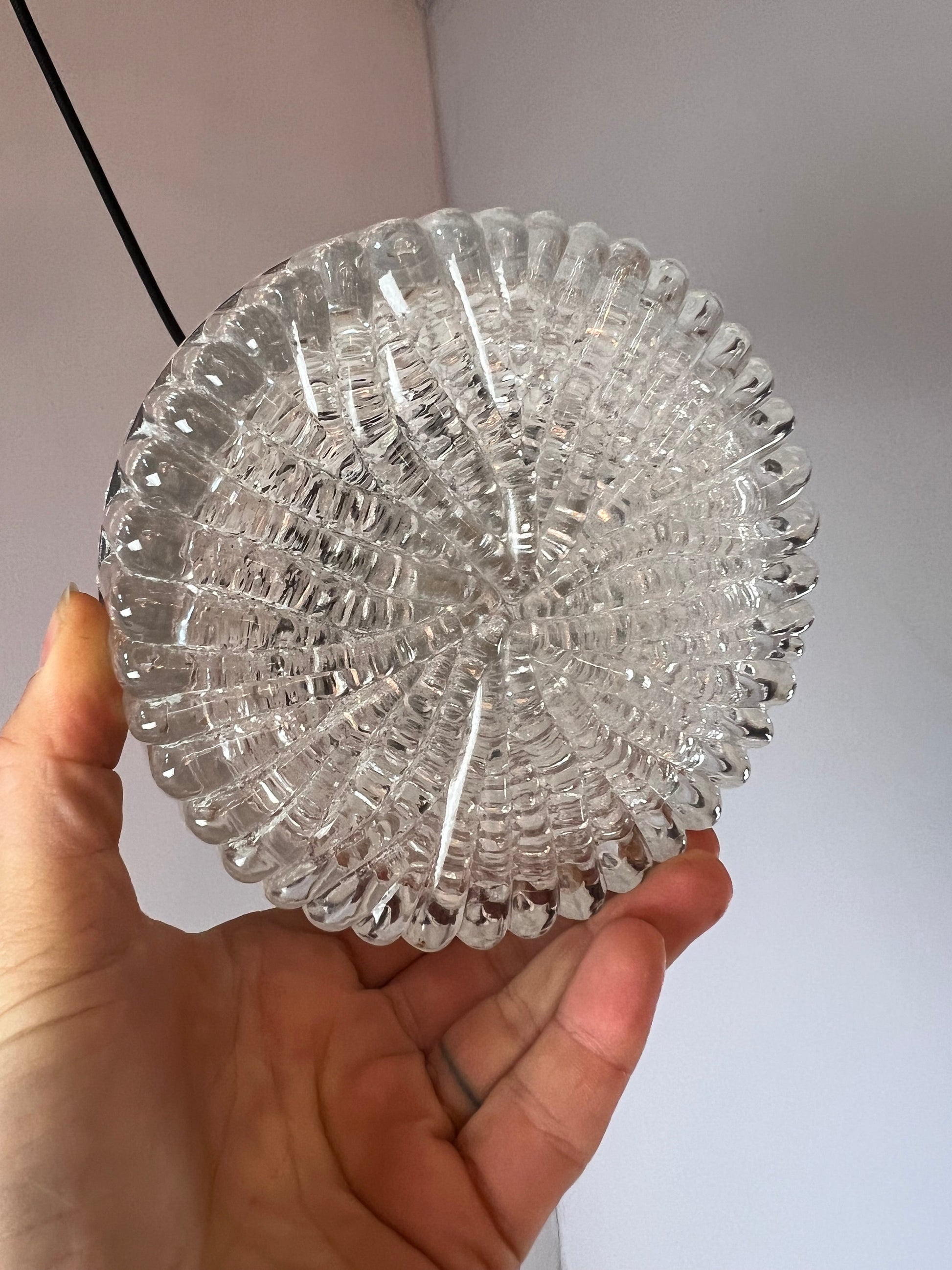 Vintage Hängelampe Chrom und Eisglas von Kaiser Leuchten