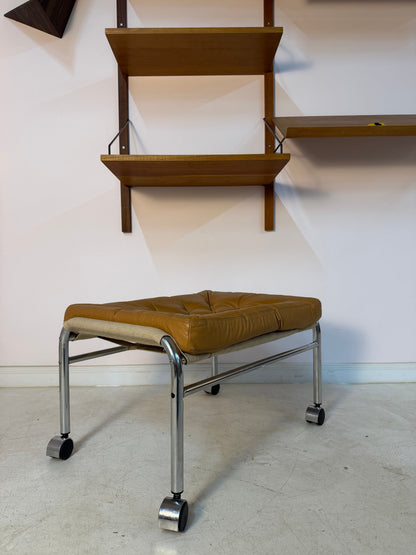 Vintage Hocker "Bore" von Noboru Nakamura für IKEA, Chrom und Leder