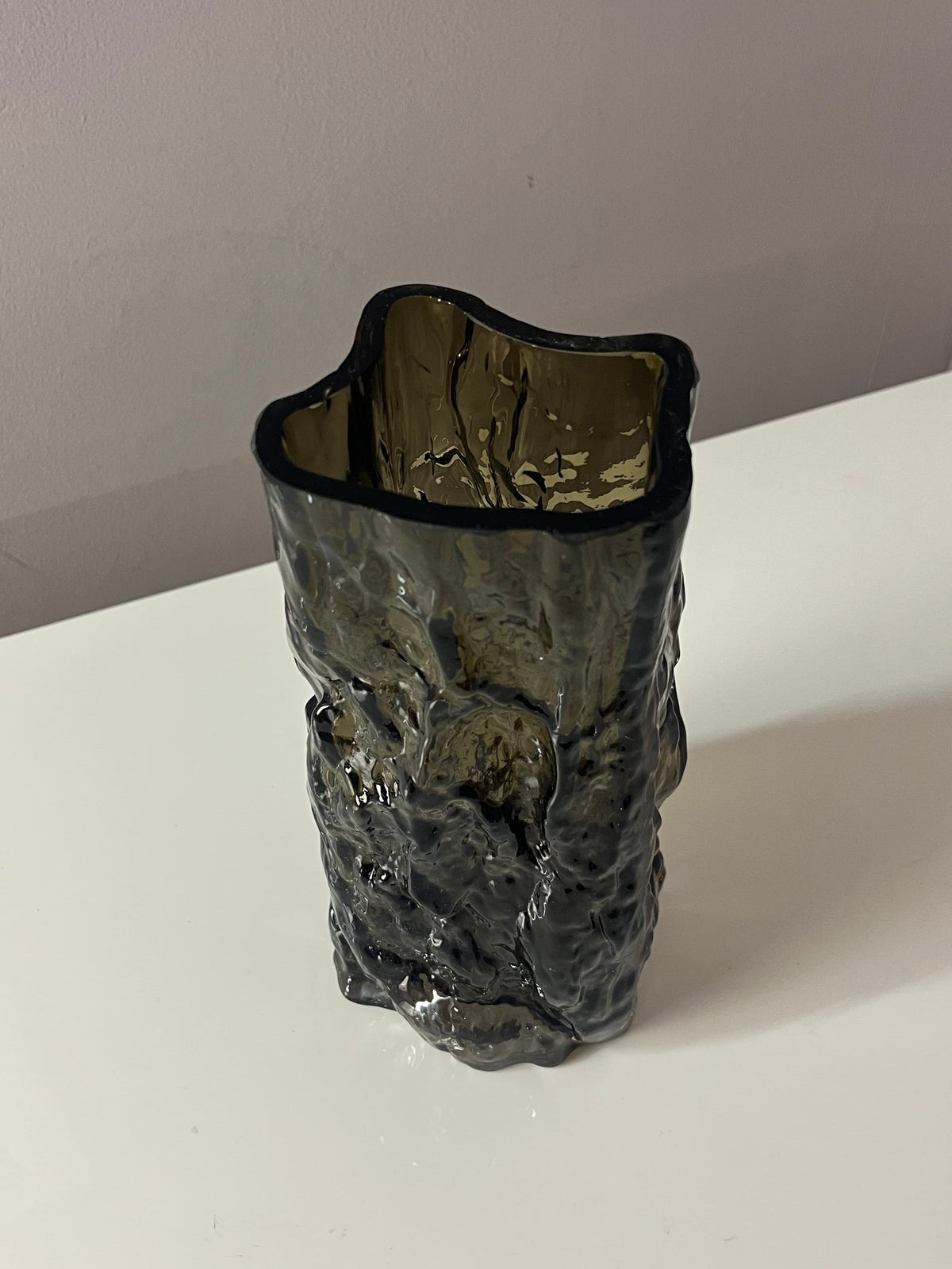 Vintage Vase Bark Vase von Margit Brandt für Margit Brandt Copenhagen grau Glas