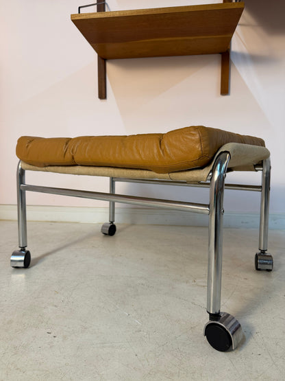 Vintage Hocker "Bore" von Noboru Nakamura für IKEA, Chrom und Leder