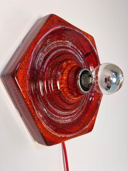 Vintage Wandlampe von Hustadt Leuchten aus roter Keramik