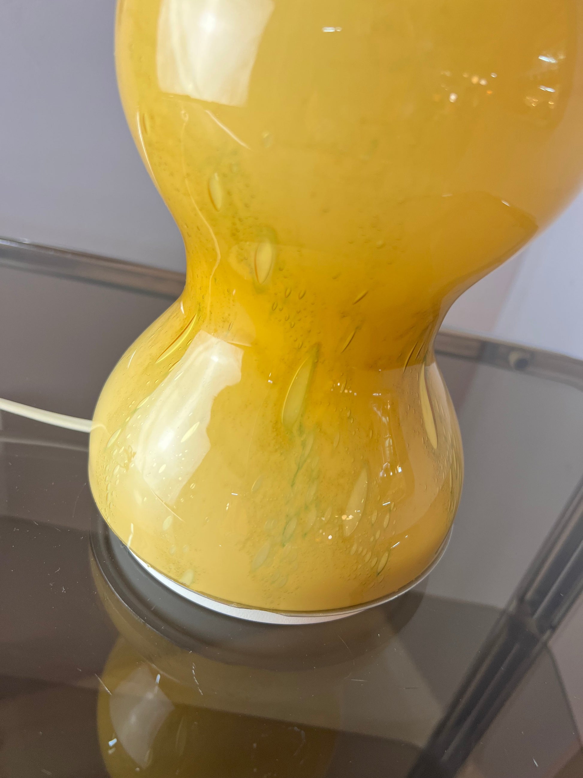 Vintage Tischlampe gelb Glas von Doria