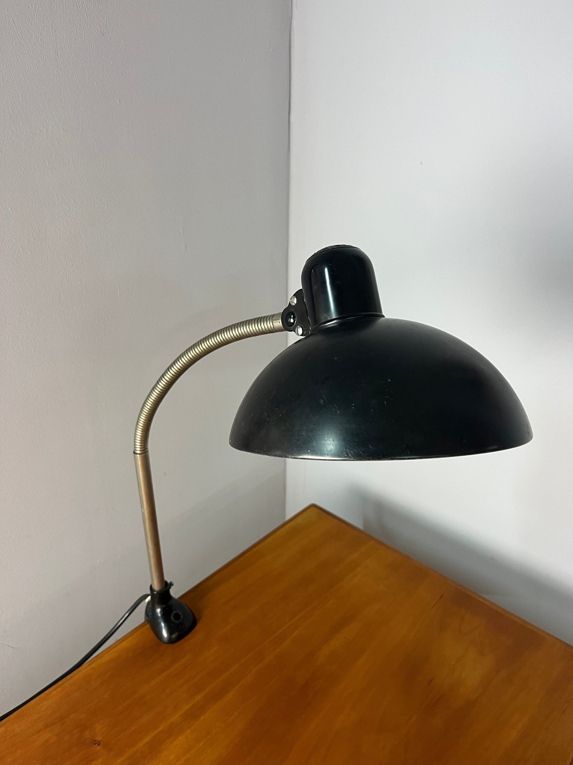Vintage Klemmlampe schwarz von Christian Dell für Kaiser Idell
