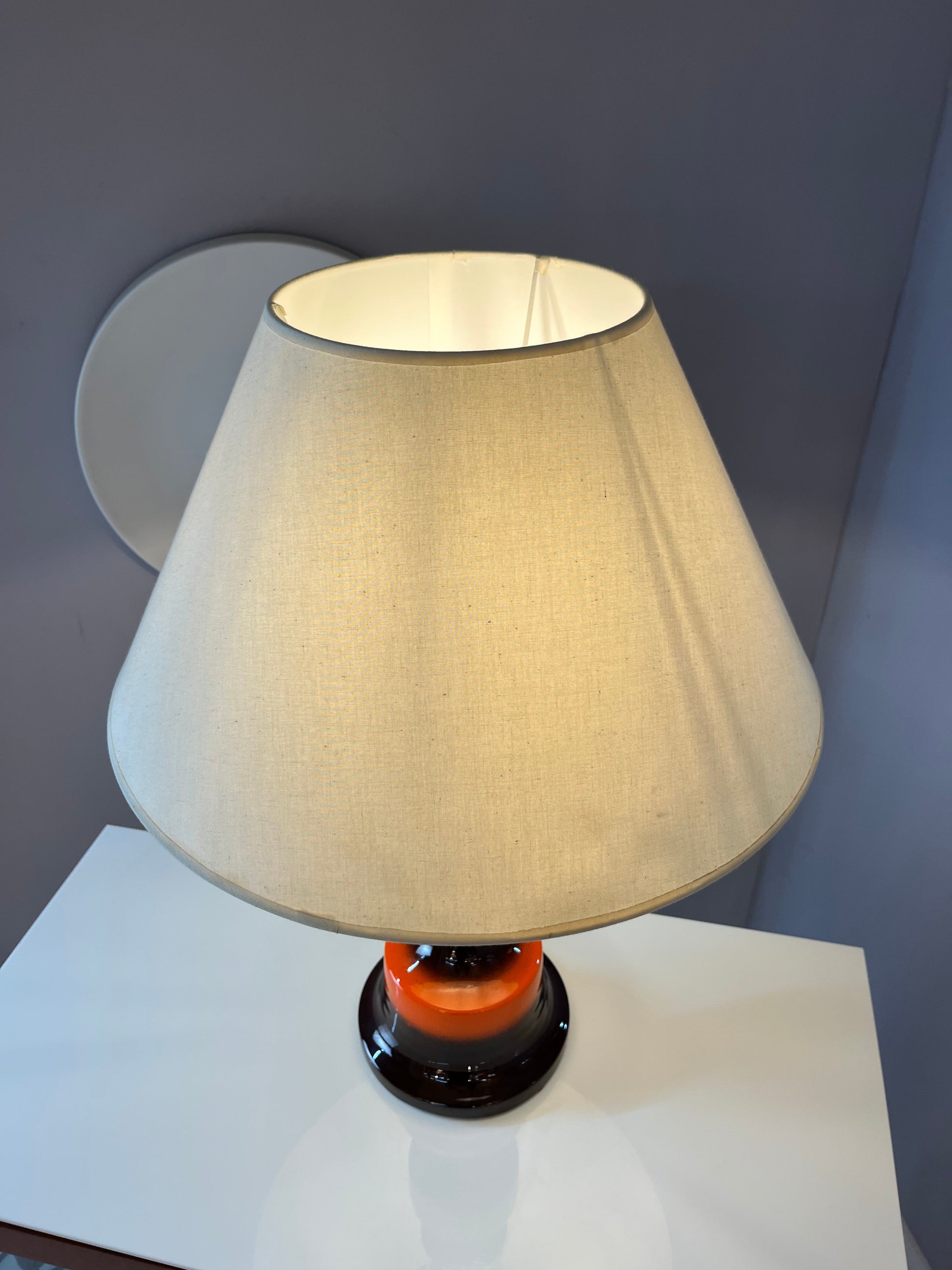 Vintage Tischlampe orange braun Keramik Westdeutschland