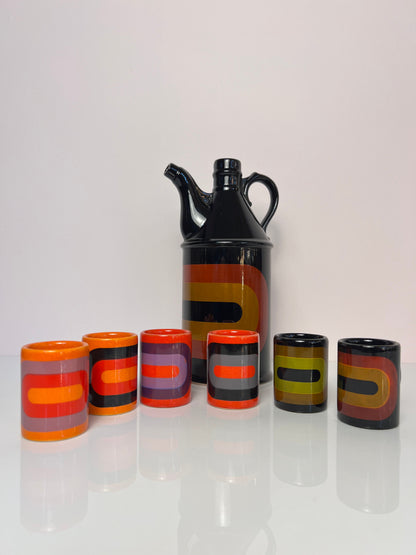 Vintage Schnapsdekanter und 6 Becher von Wächtersbach
