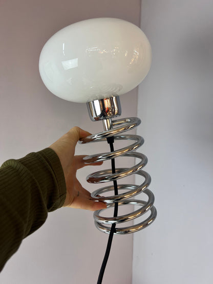 Spiral-Tischlampe Glas und Chrom von Ingo Maurer für HONSEL