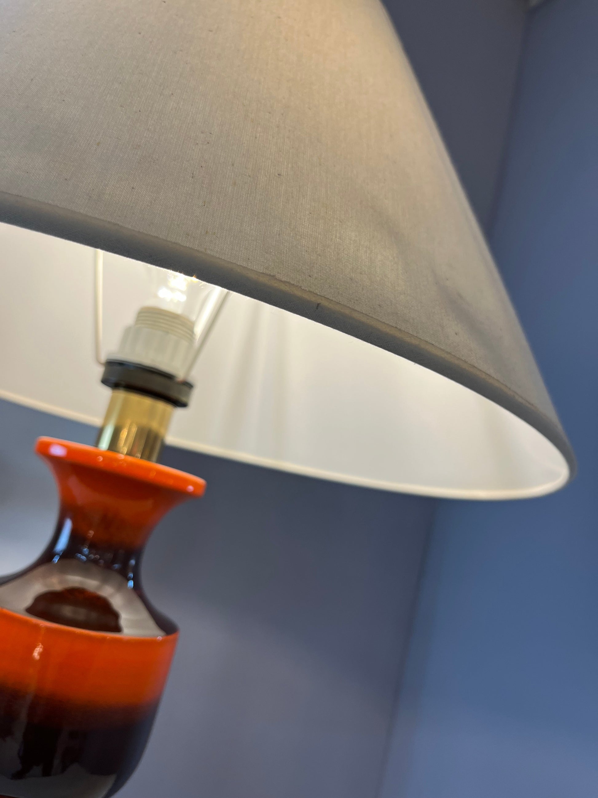 Vintage Tischlampe orange braun Keramik Westdeutschland