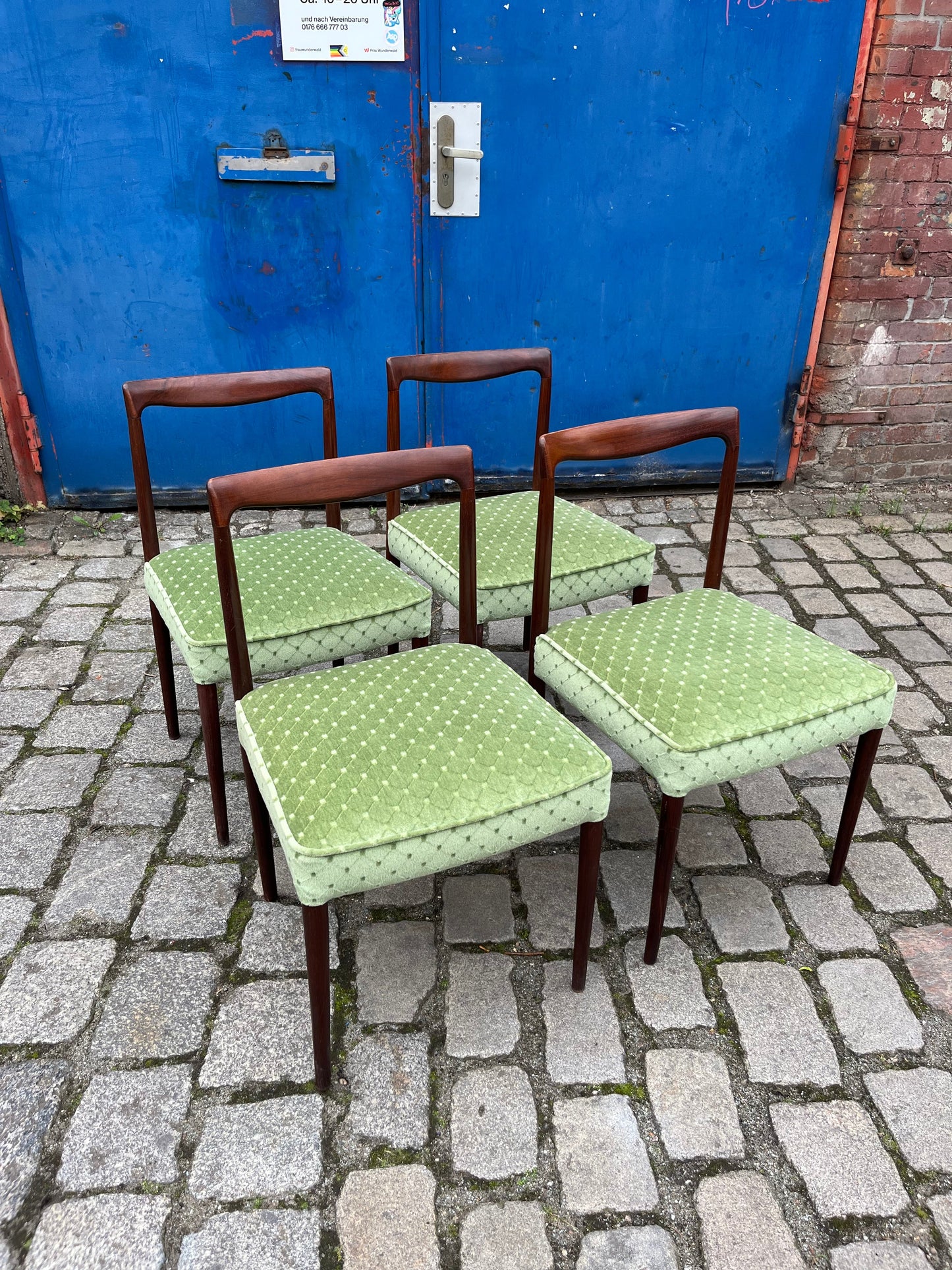 4x upholstered chair green rosewood