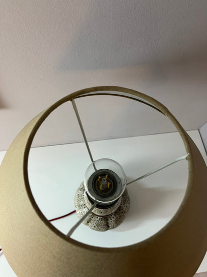 Vintage Tischlampe von Hustadt Leuchten weiß braun Keramik