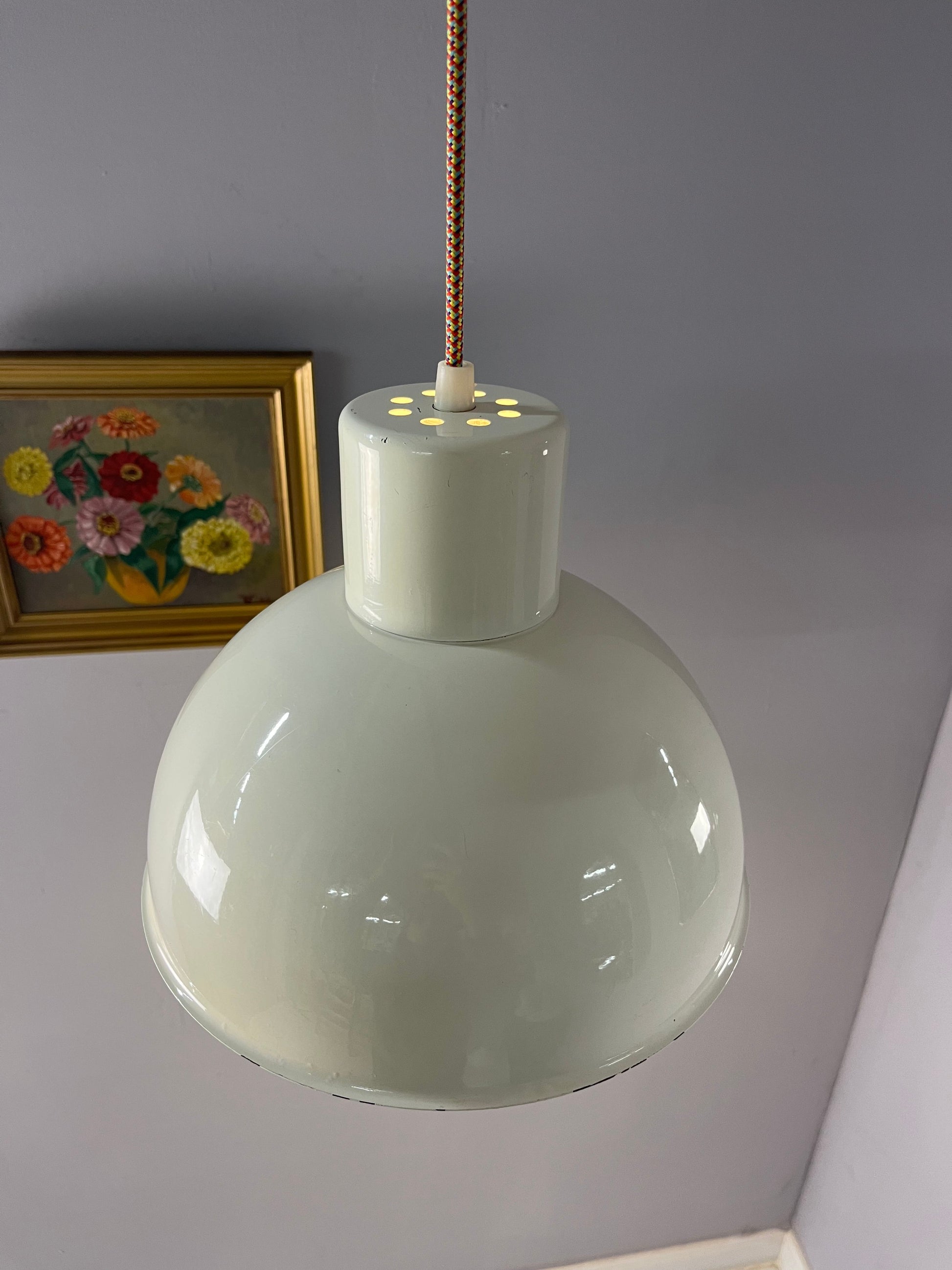 Vintage Hängelampe Bunker weiß von Jo Hammerborg für Fog und Mørup