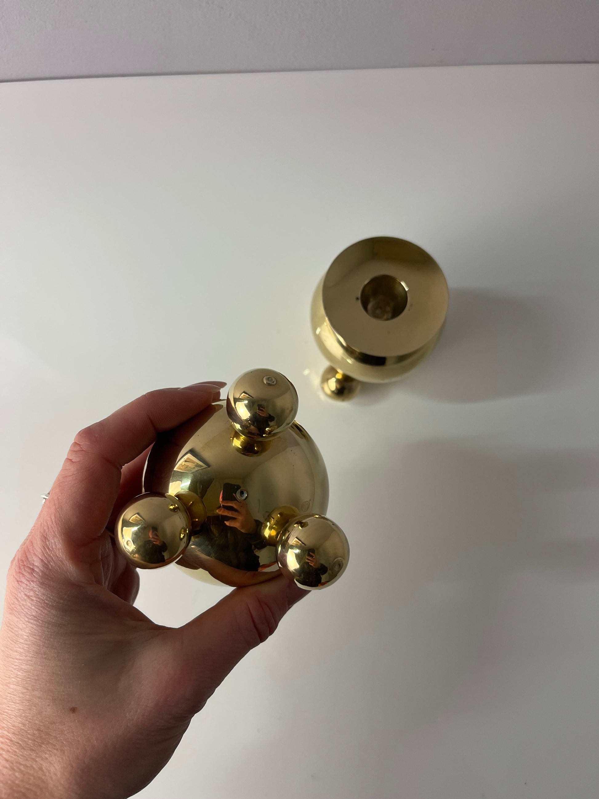 Vintage Kerzenständer Set von 2 Kugel von Gusums Bruk