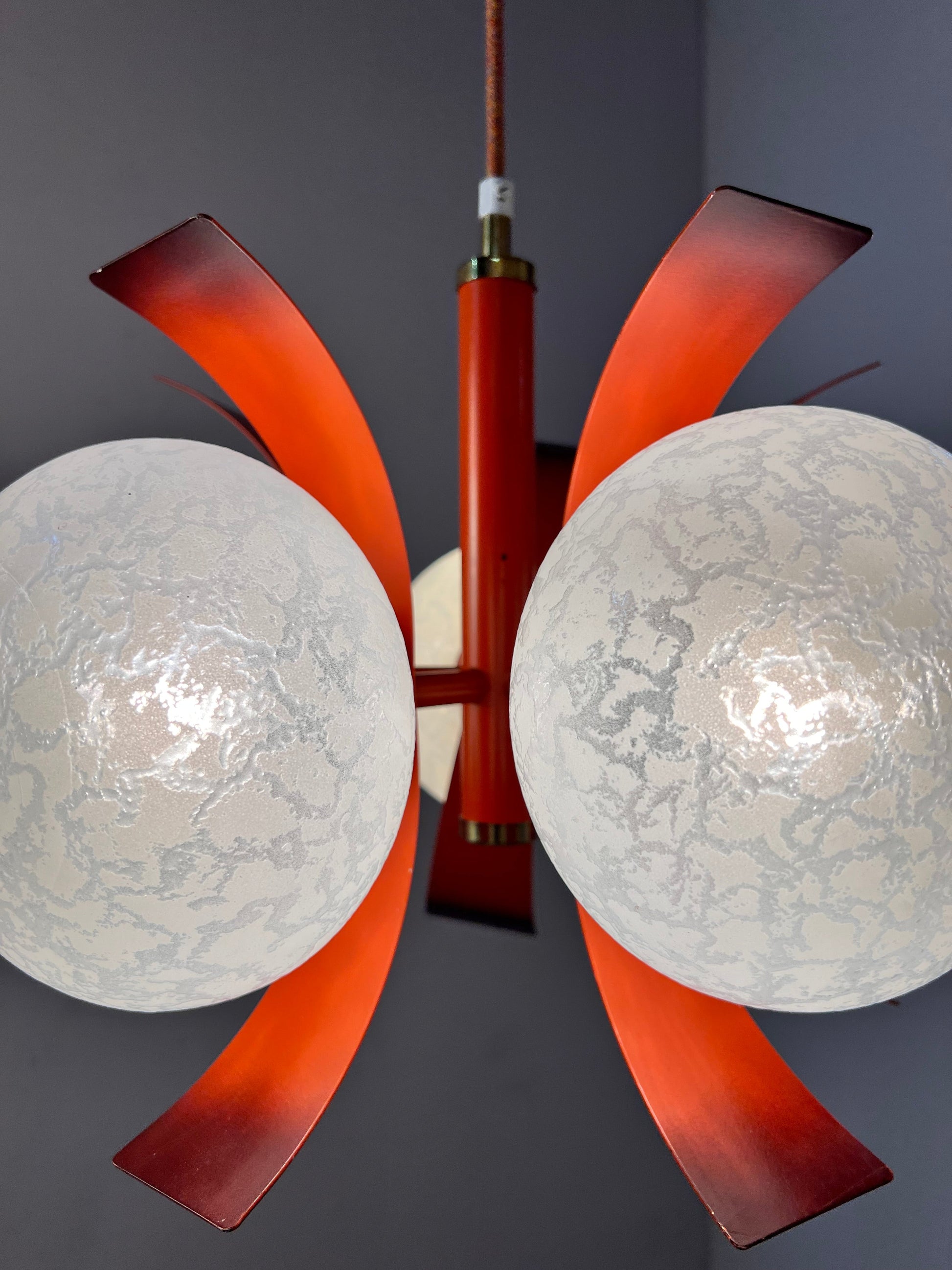 Vintage Kronleuchter von Richard Essig für Space Age, weiß orangebraun