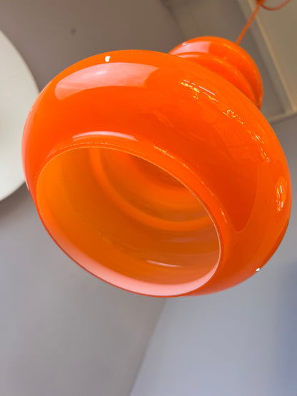 Lampe suspendue vintage en verre orange