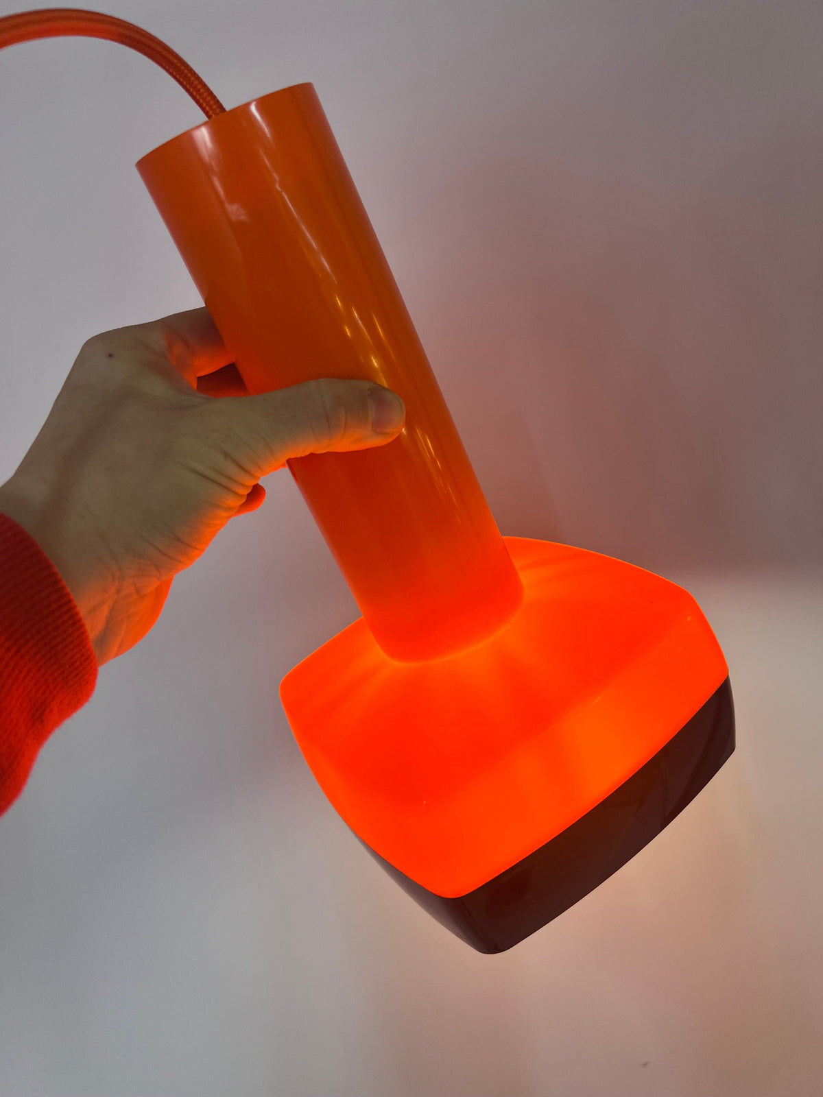 Vintage orange hanging lamp by Bent Karlby for Schrøder-Kemi