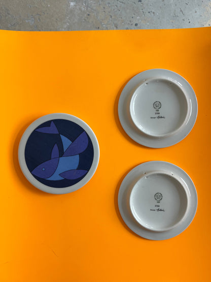 Assiette de collection vintage poisson bleu par Ib Antoni pour Bing &amp; Grøndahl lot de 3