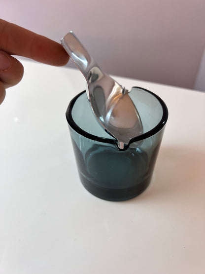 Vintage ashtray glass stainless steel by Wilhelm Wagenfeld for WMF