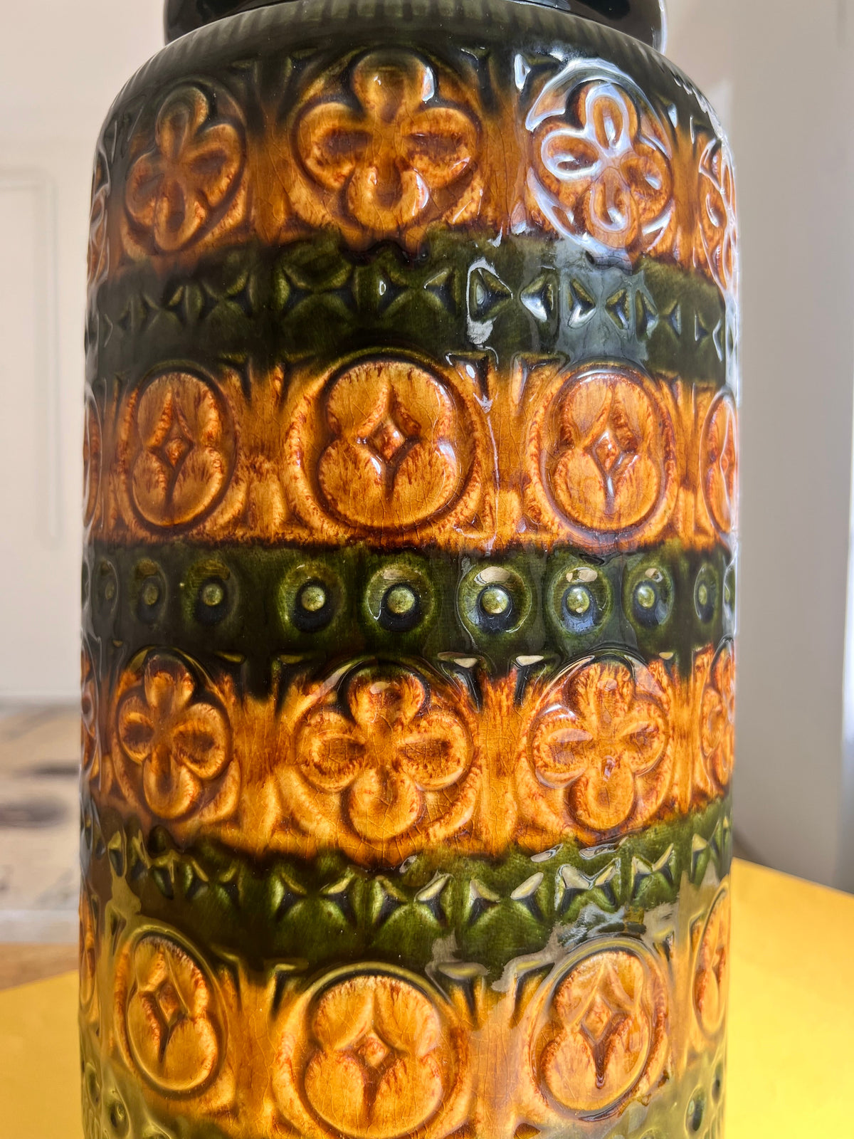 Vase de sol vintage 289-47 vert jaune par Scheurich Allemagne de l'Ouest