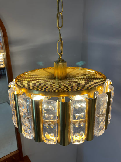 Vintage Hängelampe Messing Glas von Carl Fagerlund für Orrefors