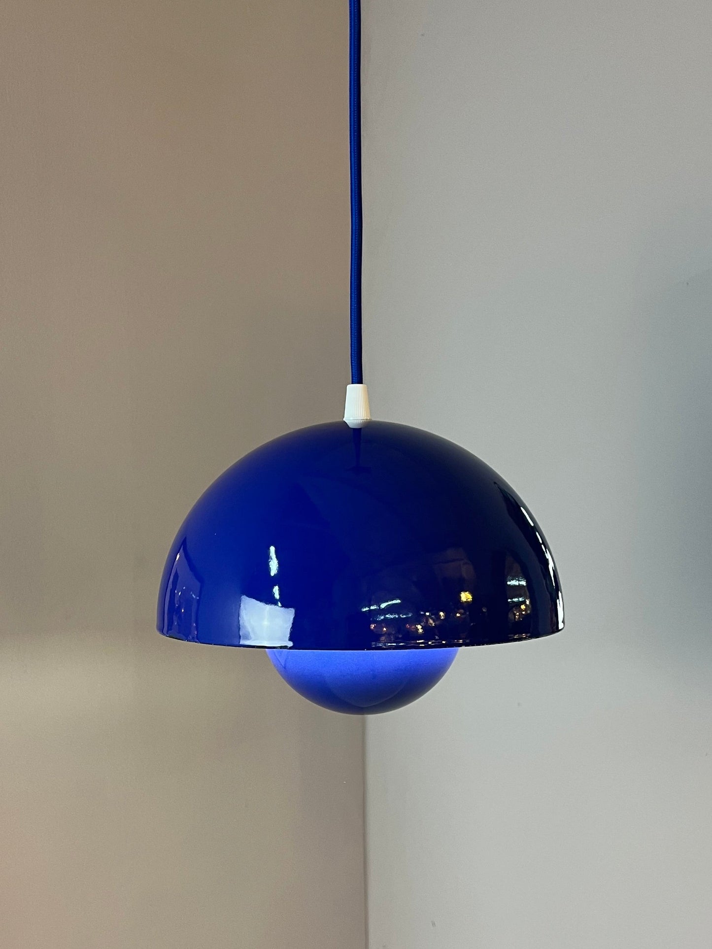 Vintage Hängelampe Flowerpot blau von Verner Panton für Louis Poulsen