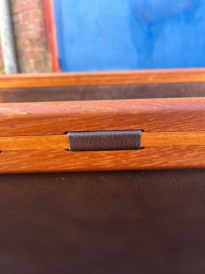 Vintage Zeitungsständer Teak Echtleder von Aksel Kjersgaard für Salin Møbler