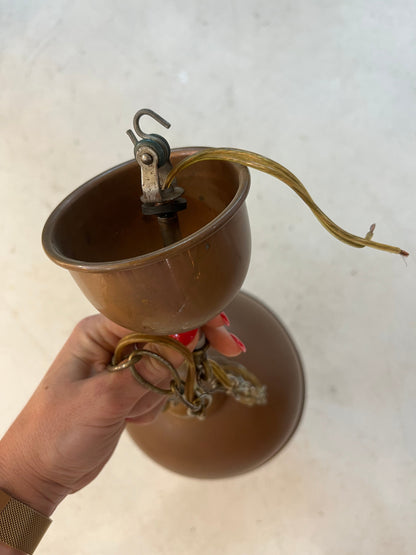 Lampe suspendue vintage en cuivre avec chaîne