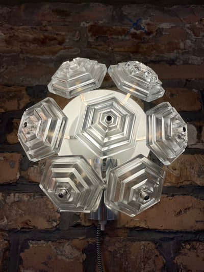Vintage wall lamp ice crystal from VEB Kristallleuchtenbau Ebersbach
