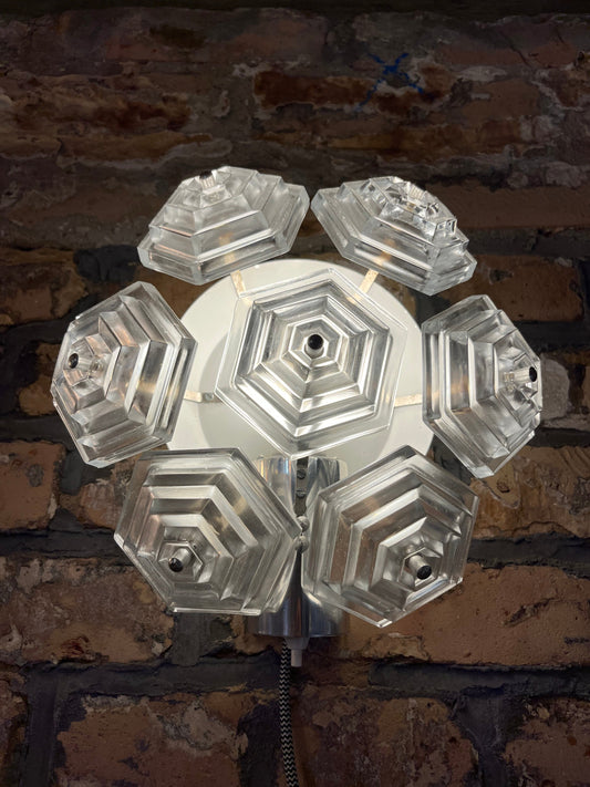 Vintage Wandlampe Eiskristall von VEB Kristallleuchtenbau Ebersbach