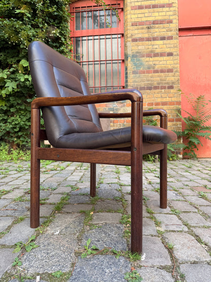 Vintage Sessel Echtleder dunkelbraun von Dyrlund