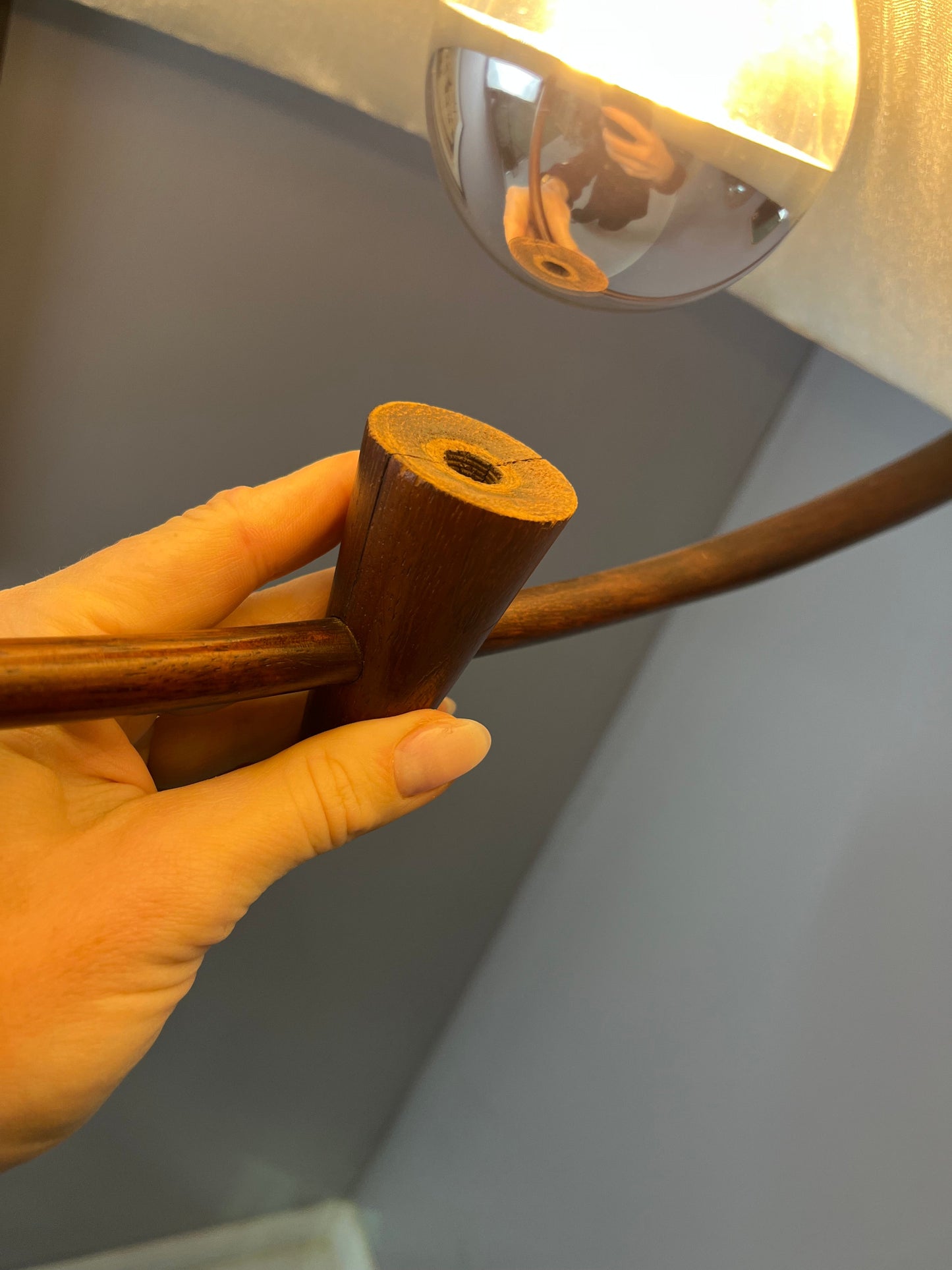 Vintage Hängelampe Teak von Temde beige braun