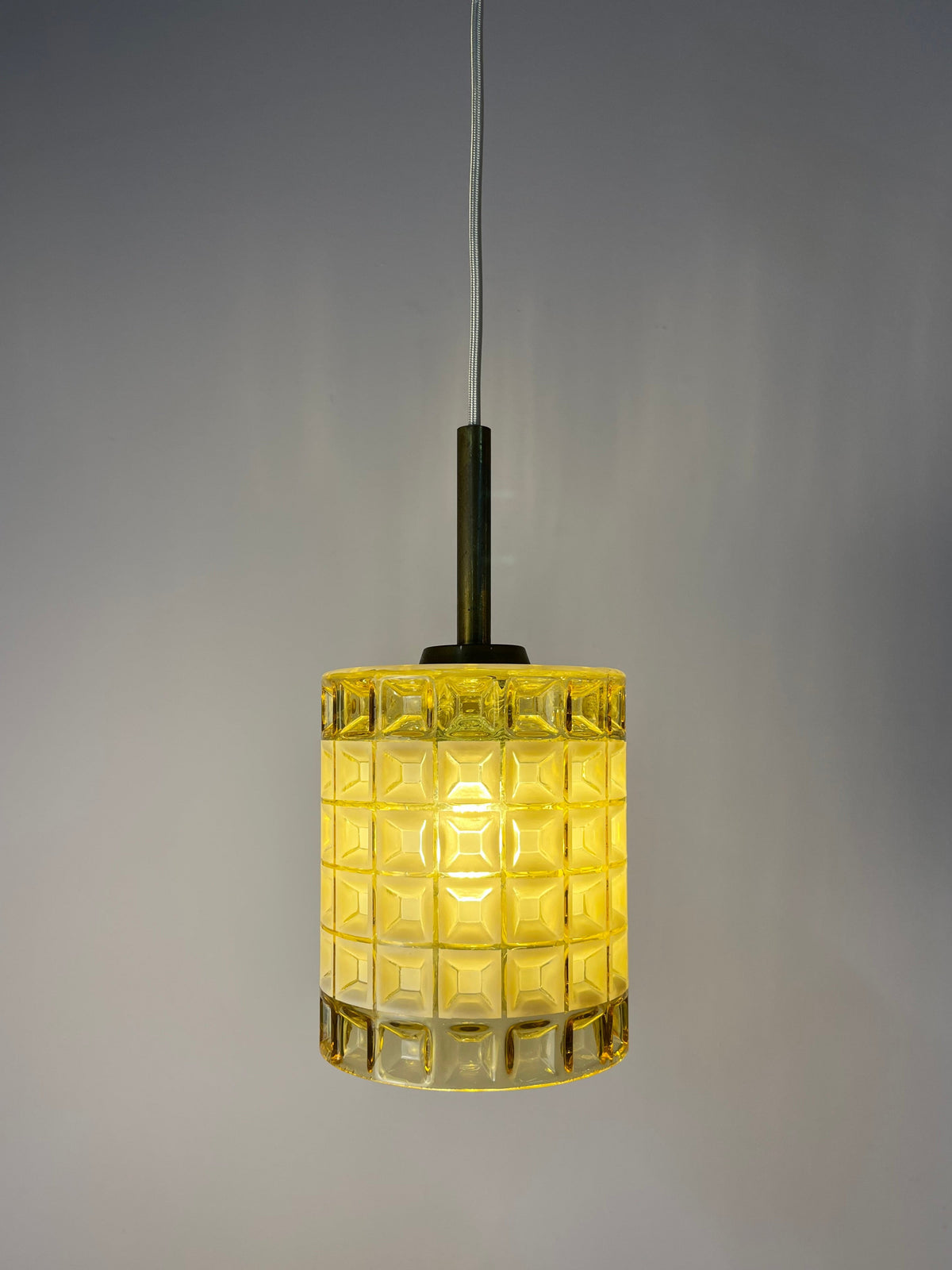 Vintage Hängelampe Waffelstruktur von Orrefors