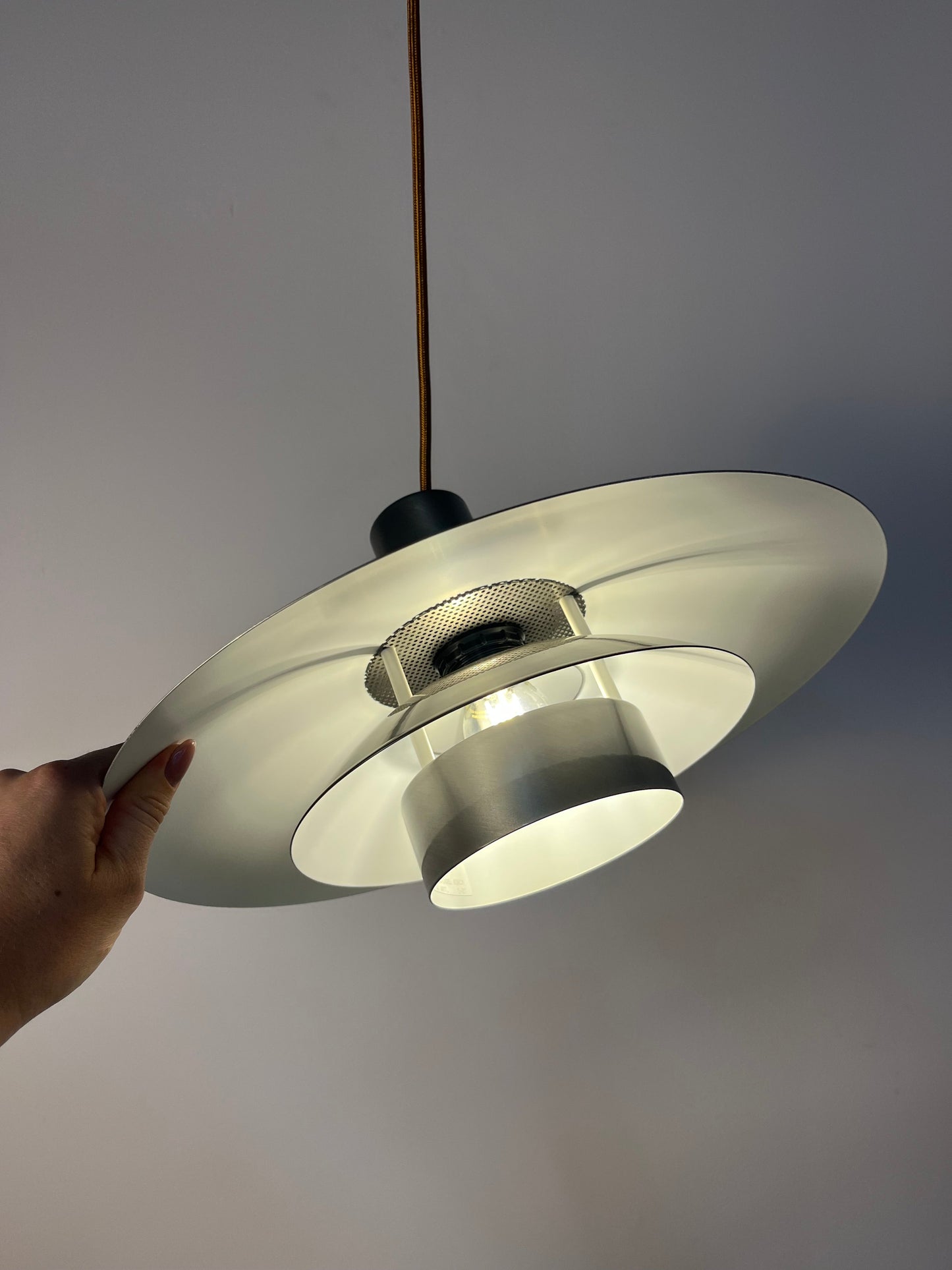 Vintage Hängelampe "Leto" silber-kupfer von Top Lamper