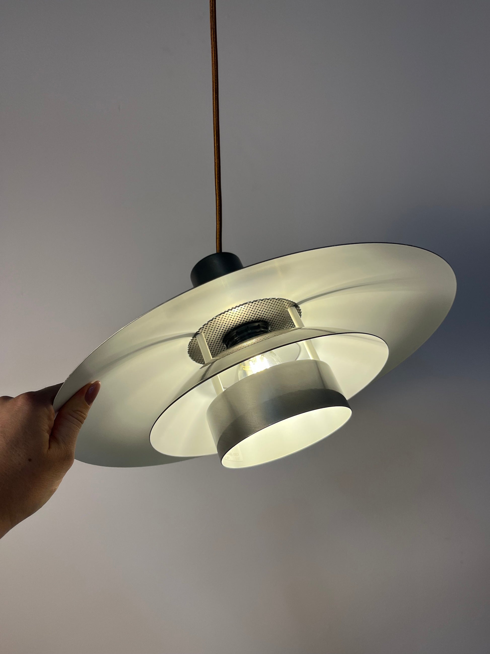 Vintage Hängelampe "Leto" silber-kupfer von Top Lamper