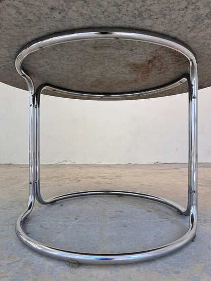 Vintage Esstisch von Giotto Stoppino, Granit Chrom