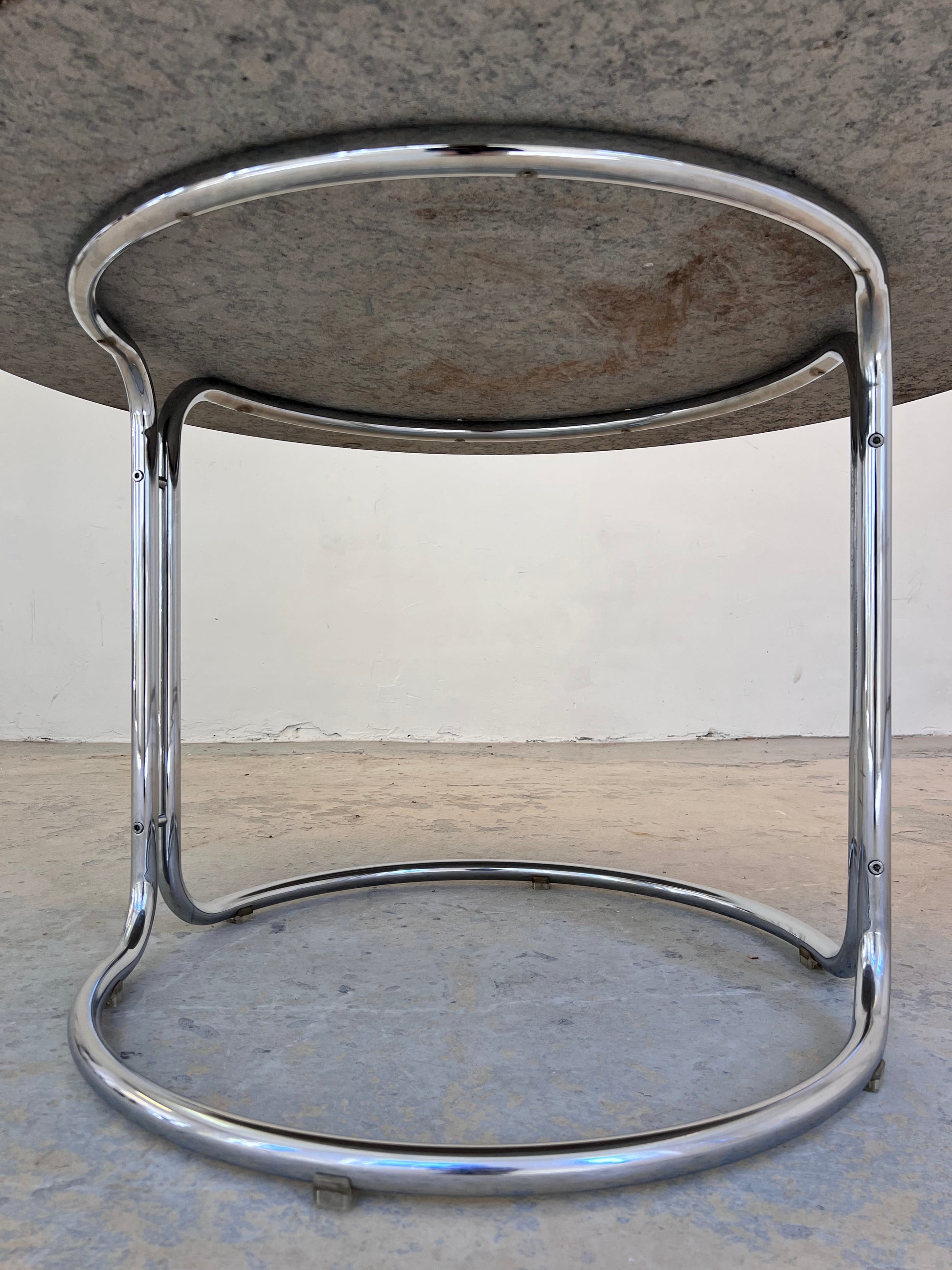 Vintage Esstisch von Giotto Stoppino, Granit Chrom