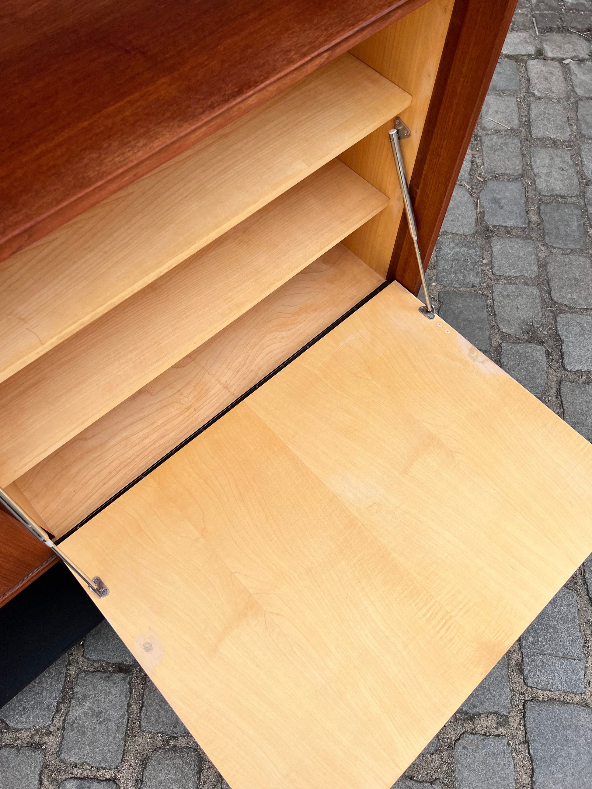 Vintage Schrankregal mit Minibar aus Teak, refurbished, braun schwarz, Dänemark