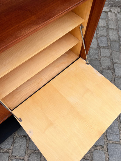 Vintage Schrankregal mit Minibar aus Teak, refurbished, braun schwarz, Dänemark