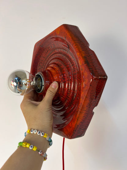 Vintage Wandlampe von Hustadt Leuchten aus roter Keramik