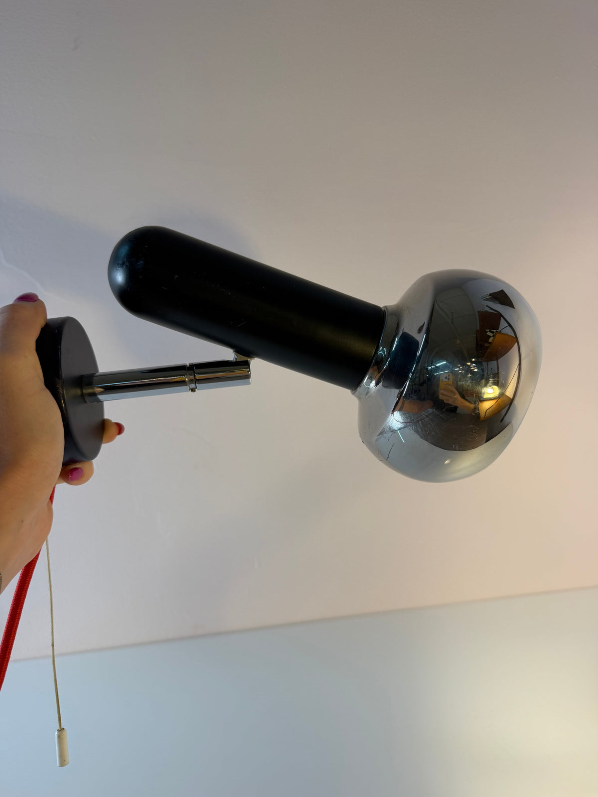 Vintage Wandlampe von Sische, Schwarz-Chrom